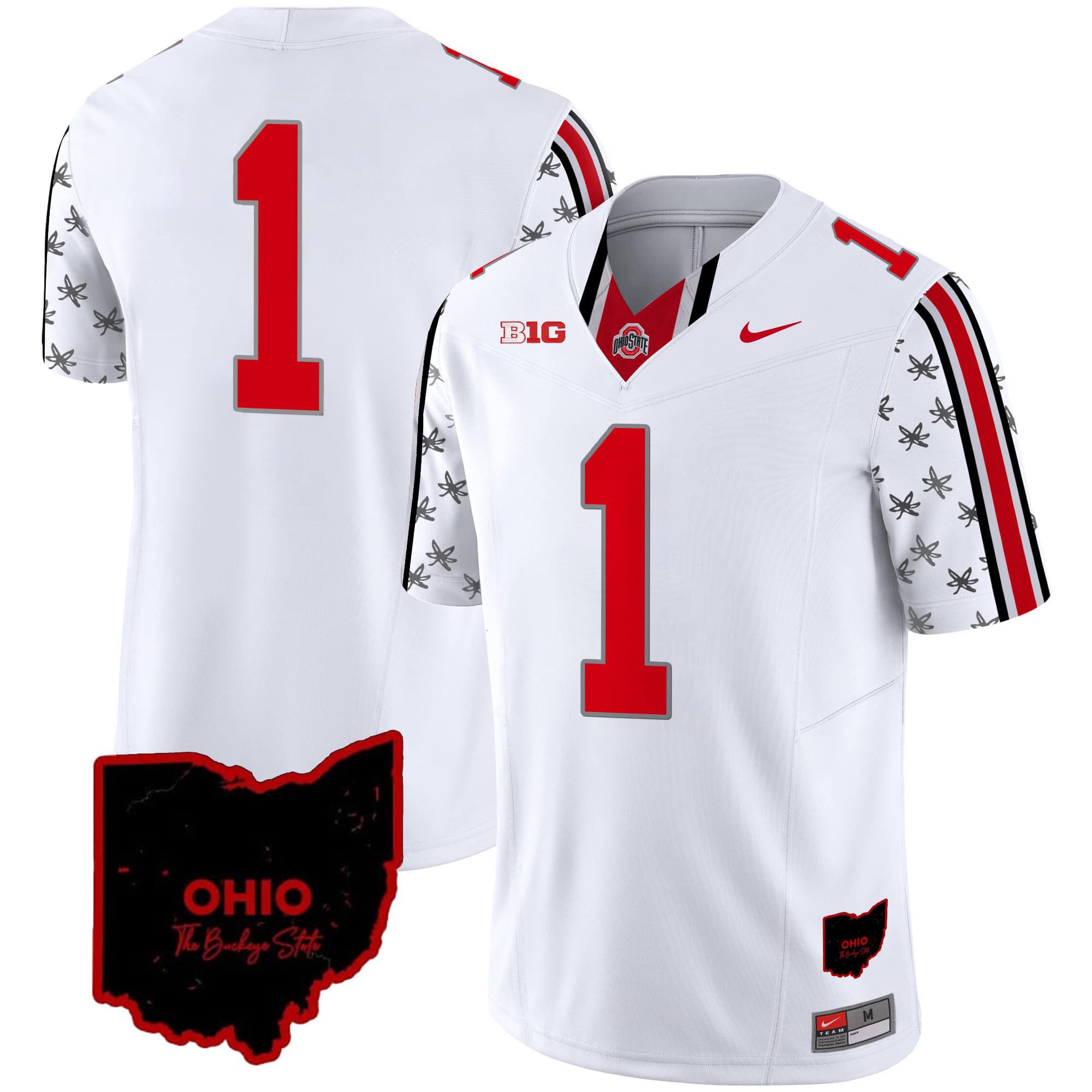 Men Ohio State Buckeyes #1 No Name White 2024 Nike Home Patch Vapor Limited NCAA Jersey->indianapolis colts->NFL Jersey